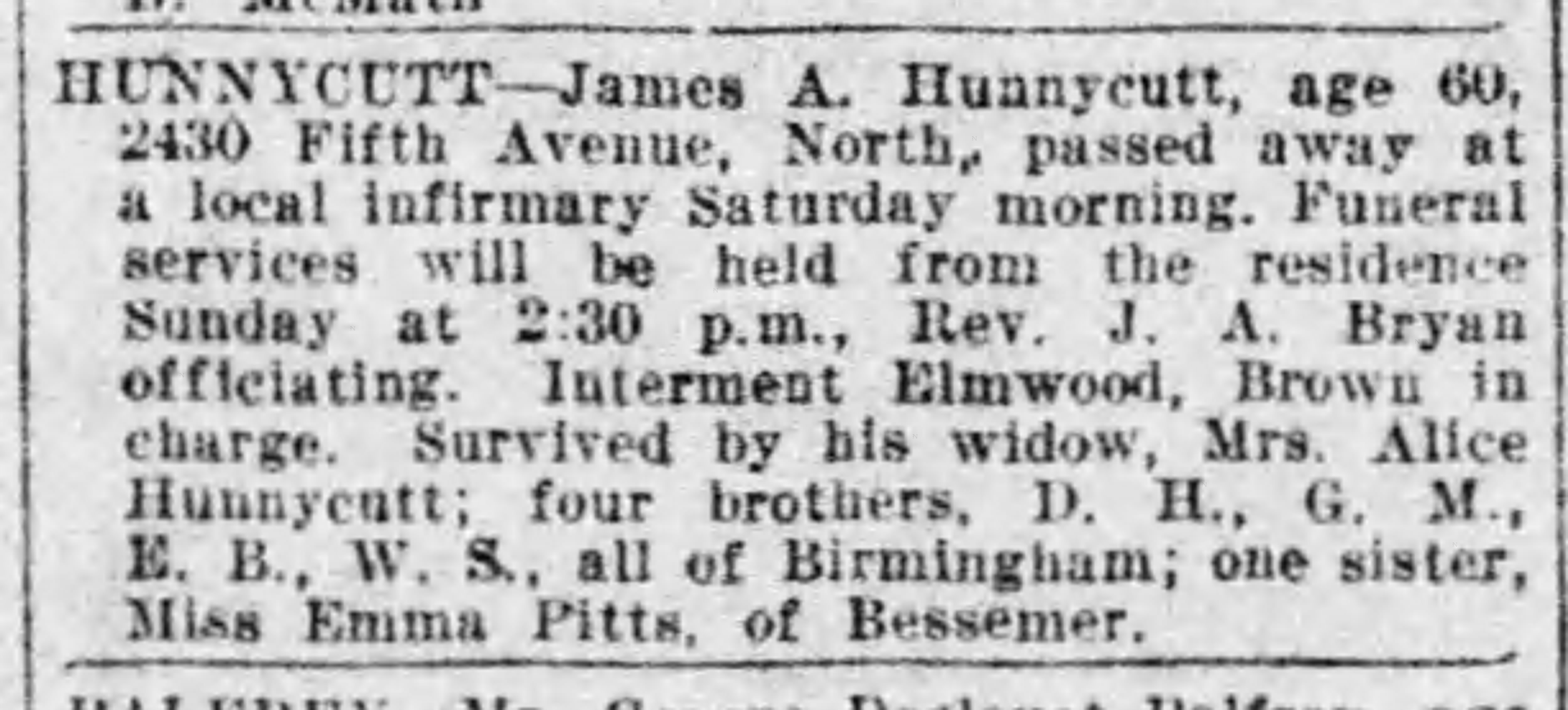 James A. Hunnycutt obituary